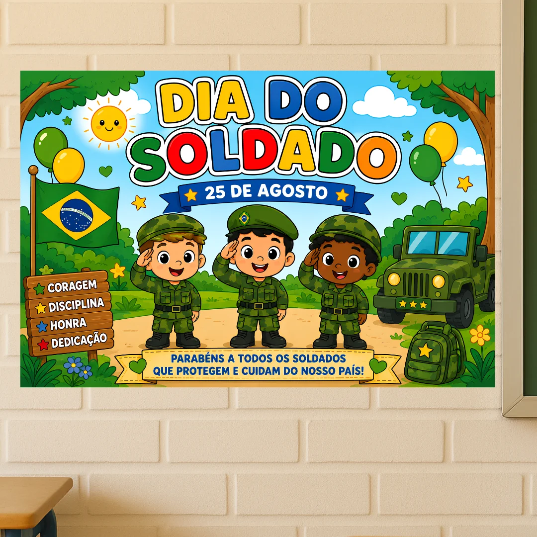 Painel Dia do Soldado – 25 de Agosto (8 ou 18 Folhas A4) — capa do material