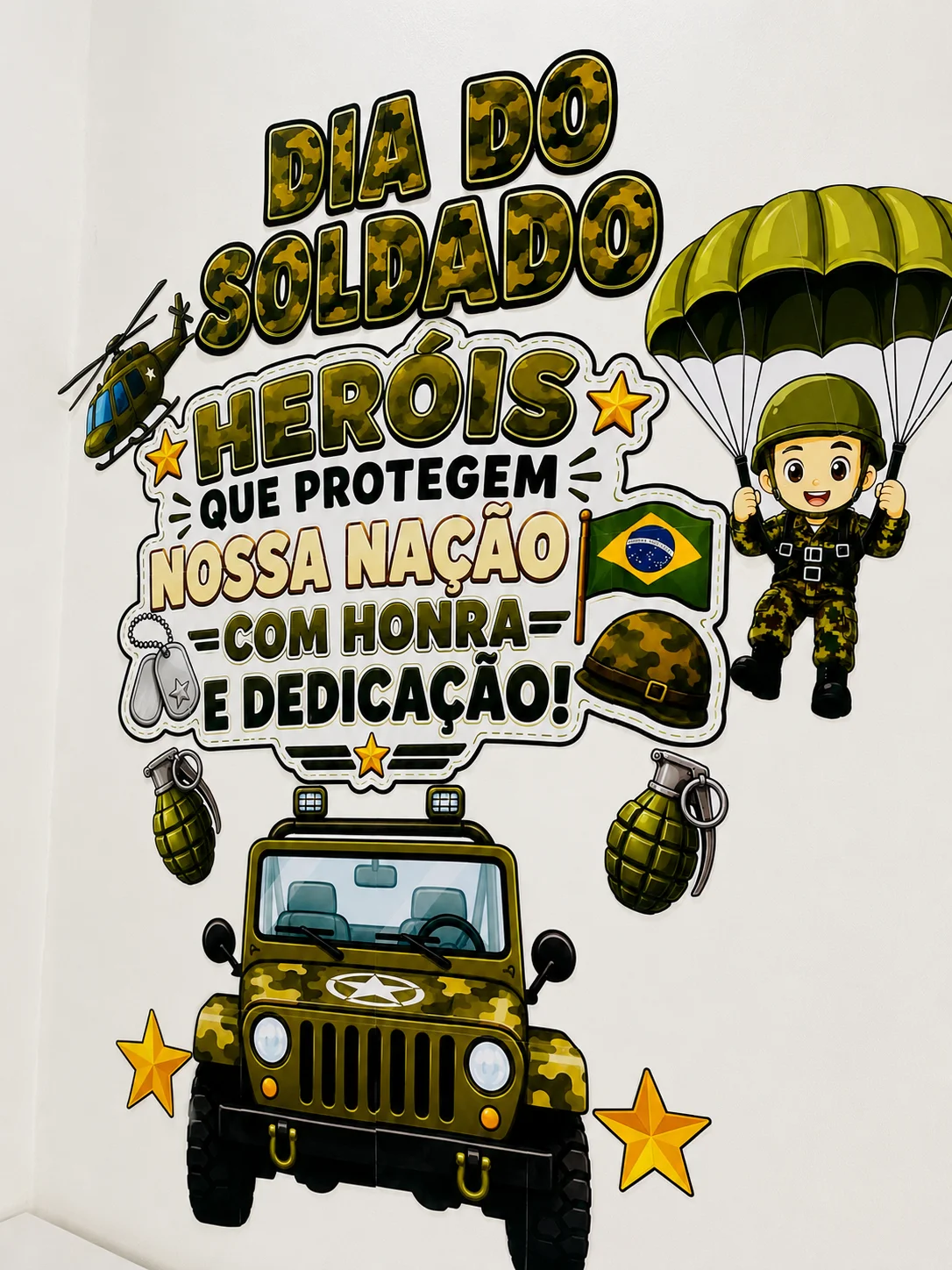 Painel – Dia do Soldado: Heróis que Protegem Nossa Nação — amostra 1: Celebre o Dia do Soldado com um painel encantador,…