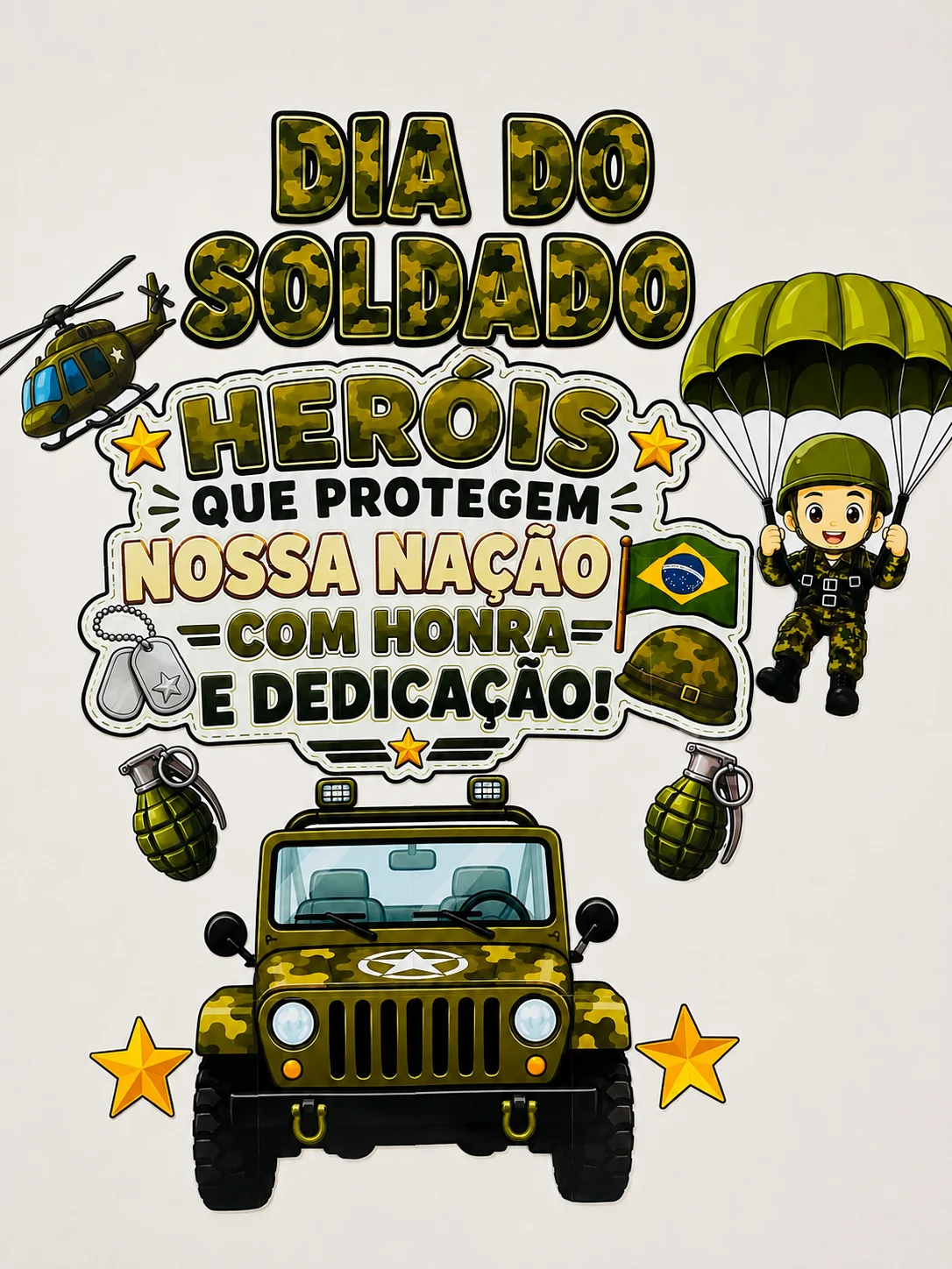 Painel – Dia do Soldado: Heróis que Protegem Nossa Nação — amostra 2: Celebre o Dia do Soldado com um painel encantador,…