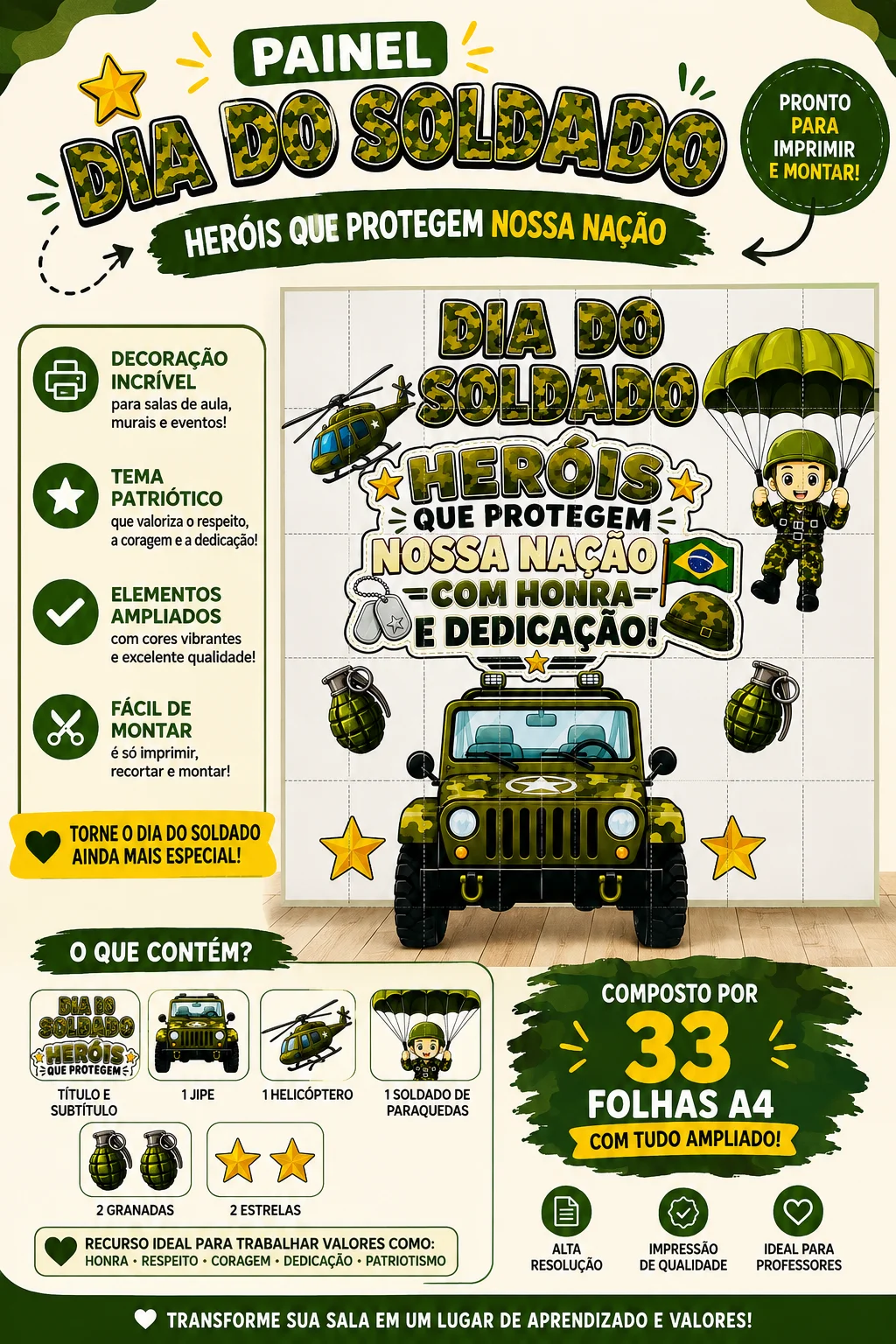 Painel – Dia do Soldado: Heróis que Protegem Nossa Nação — capa do material