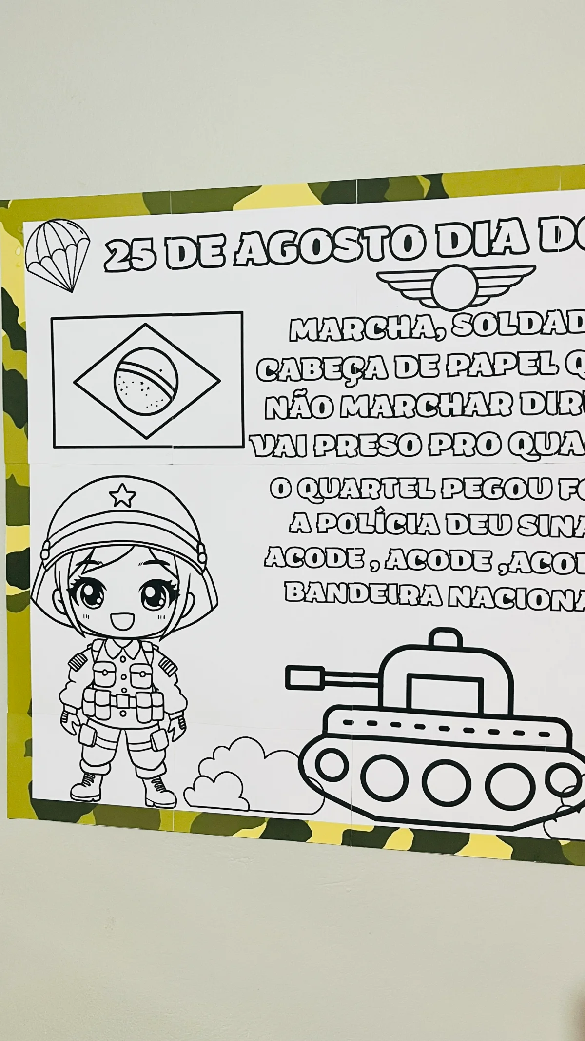 Painel dia do soldado para colorir – PDF para Imprimir — amostra 3: Formato e entrega