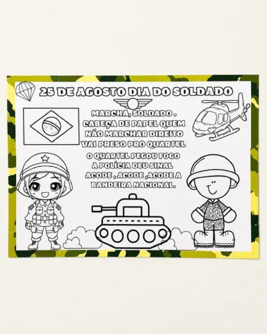 Painel dia do soldado para colorir — capa do material