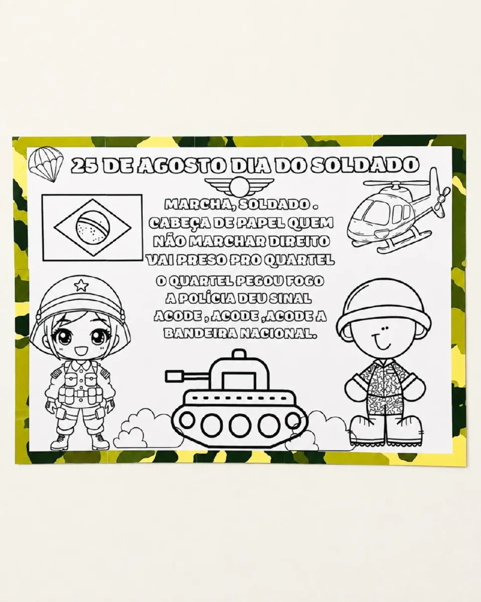 Painel dia do soldado para colorir — Alfabetização para Educação Infantil: Transforme o aprendizado em uma experiência…