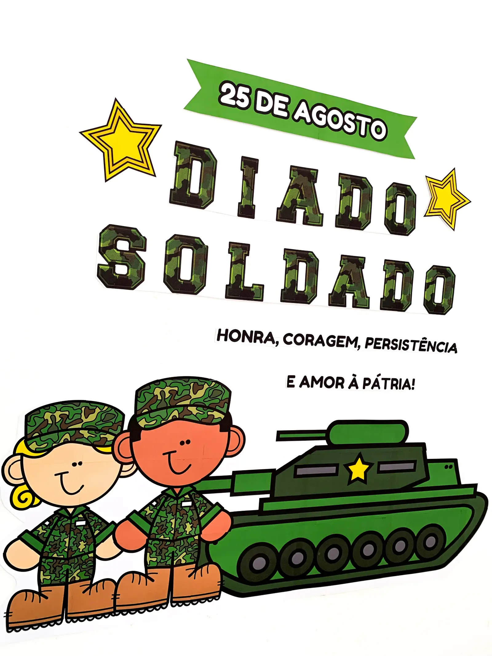 Painel Dia do Soldado – PDF para Imprimir | Educação Infantil — amostra 2: Formato e entrega