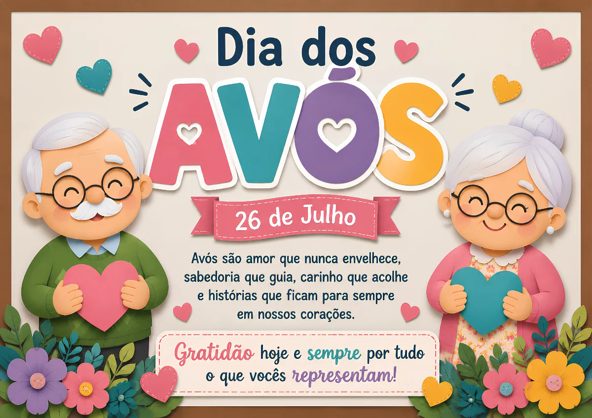 Painel dia dos Avós – Material Pedagógico — amostra 3: O Painel Dia dos Avós – 26 de Julho é um recurso pedagógico…