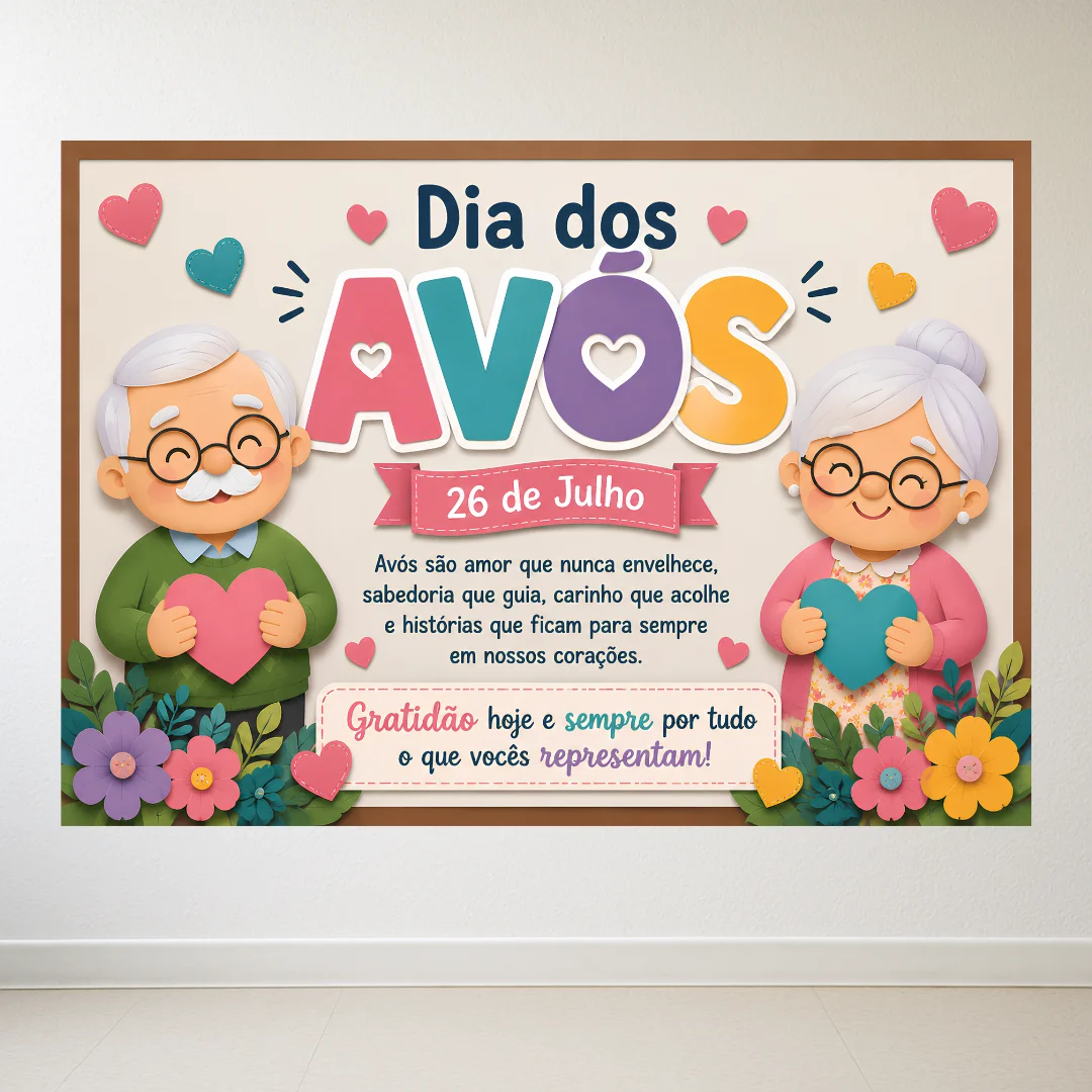 Painel dia dos Avós – Material Pedagógico — Alfabetização para Educação Infantil: O Painel Dia dos Avós – 26 de Julho é um…