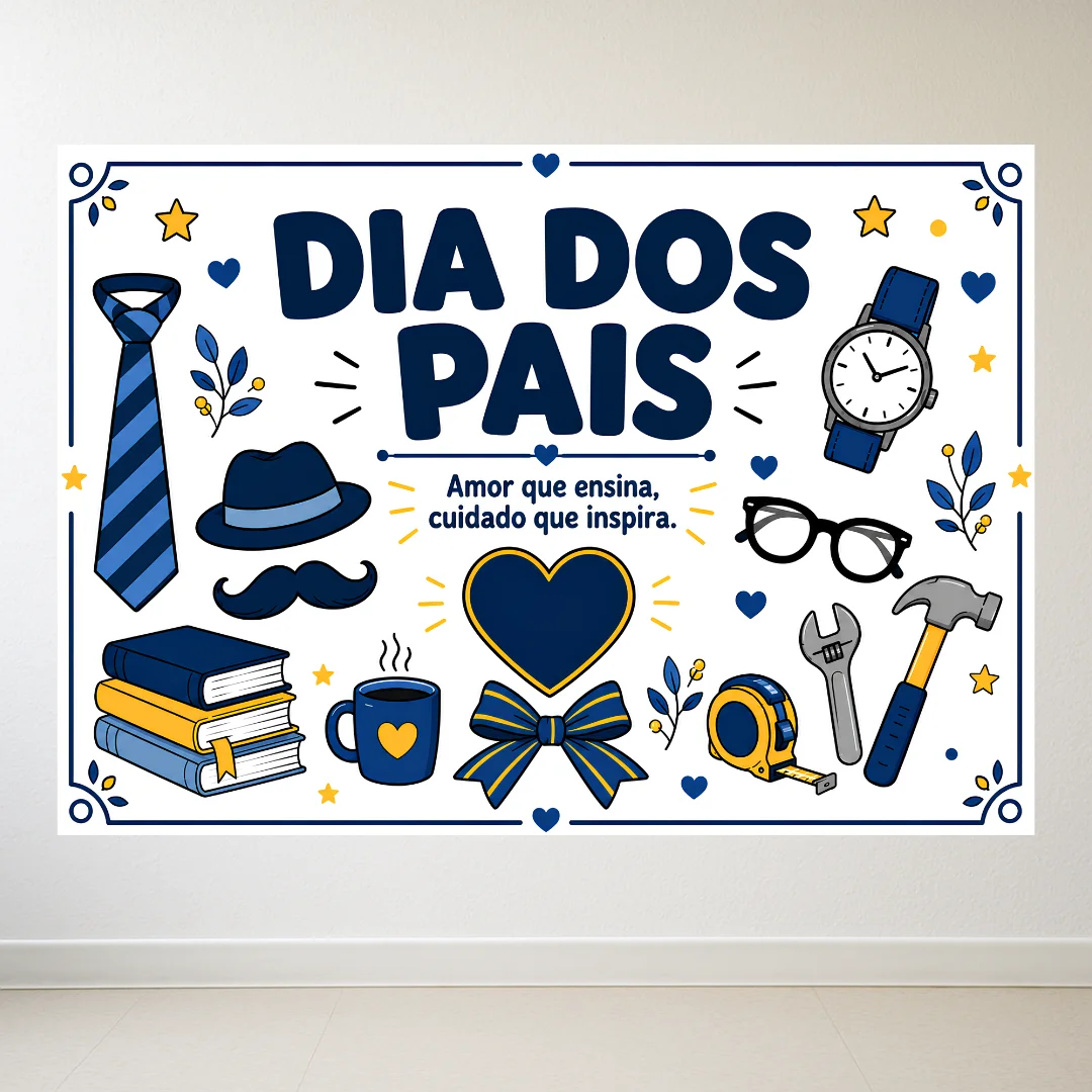 Painel Dia dos Pais (8 ou 18 Folhas A4) – PDF para Imprimir — amostra 2: Deixe a comemoração do Dia dos Pais ainda mais…