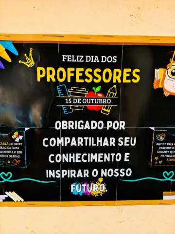 Painel Dia dos Professores – 15 de Outubro — amostra 3: Uma proposta afetiva, interativa e com mensagem de homenagem aos…