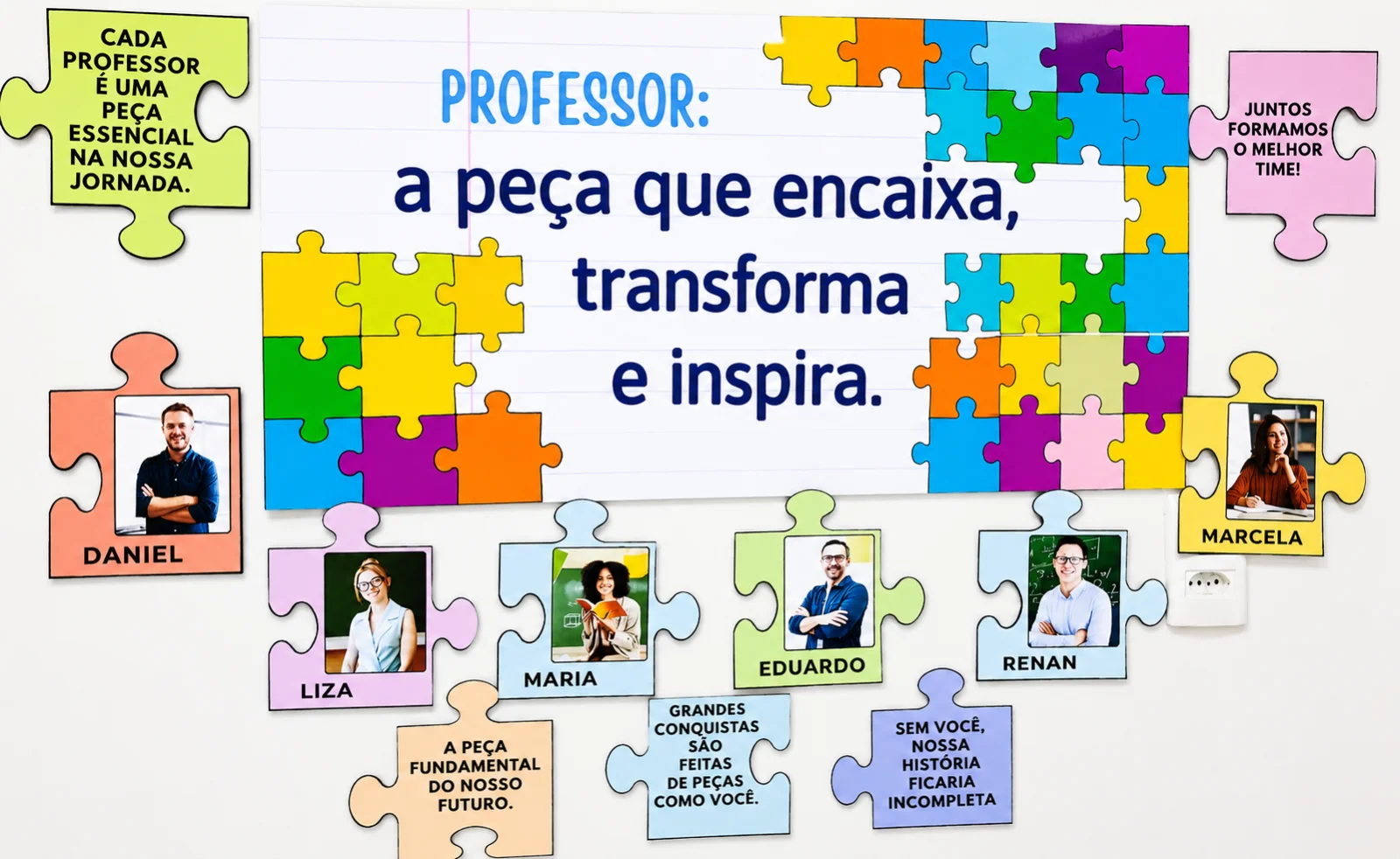 Painel Dia dos Professores – A Peça que Transforma e Inspira Editável — amostra 2: Kit para o Dia dos Professores com…