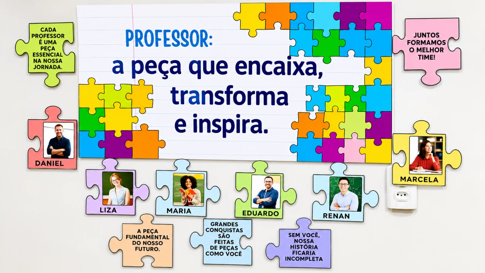 Painel Dia dos Professores – A Peça que Transforma e Inspira Editável — amostra 3: Kit para o Dia dos Professores com…
