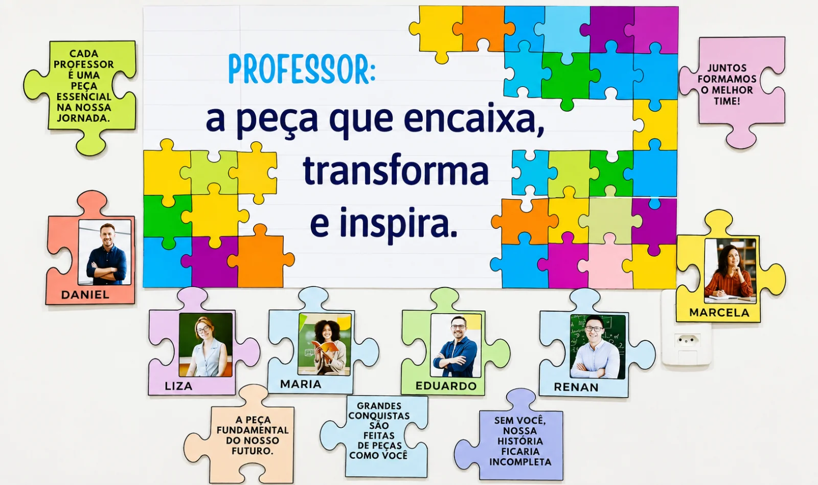 Painel Dia dos Professores – A Peça que Transforma e Inspira Editável — amostra 5: Kit para o Dia dos Professores com…