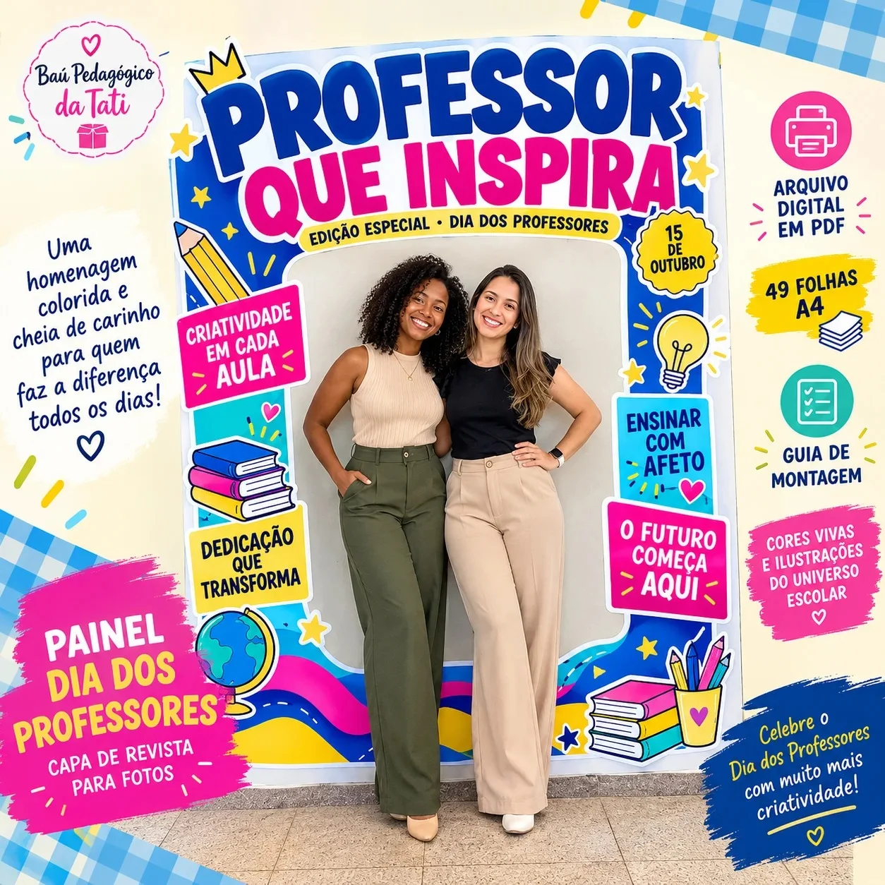 Painel Dia dos Professores | Capa de Revista para Fotos — capa do material