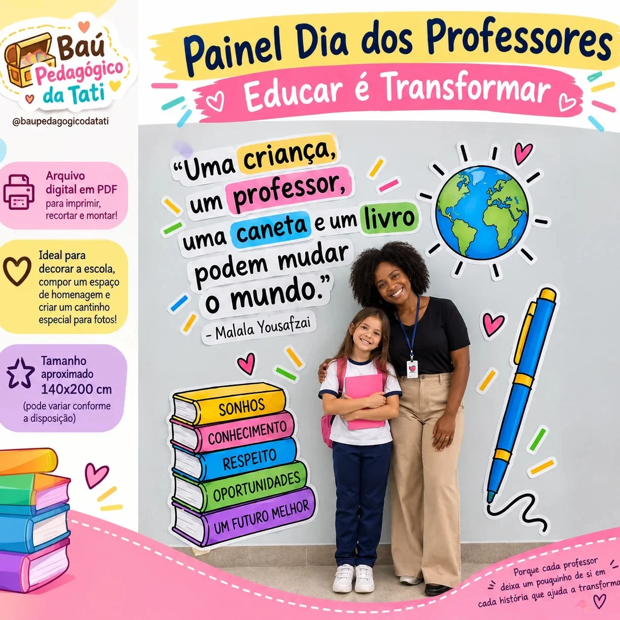 Painel Dia dos Professores – Educar é Transformar — Datas comemorativas para Educação Infantil: Painel Dia dos Professores…