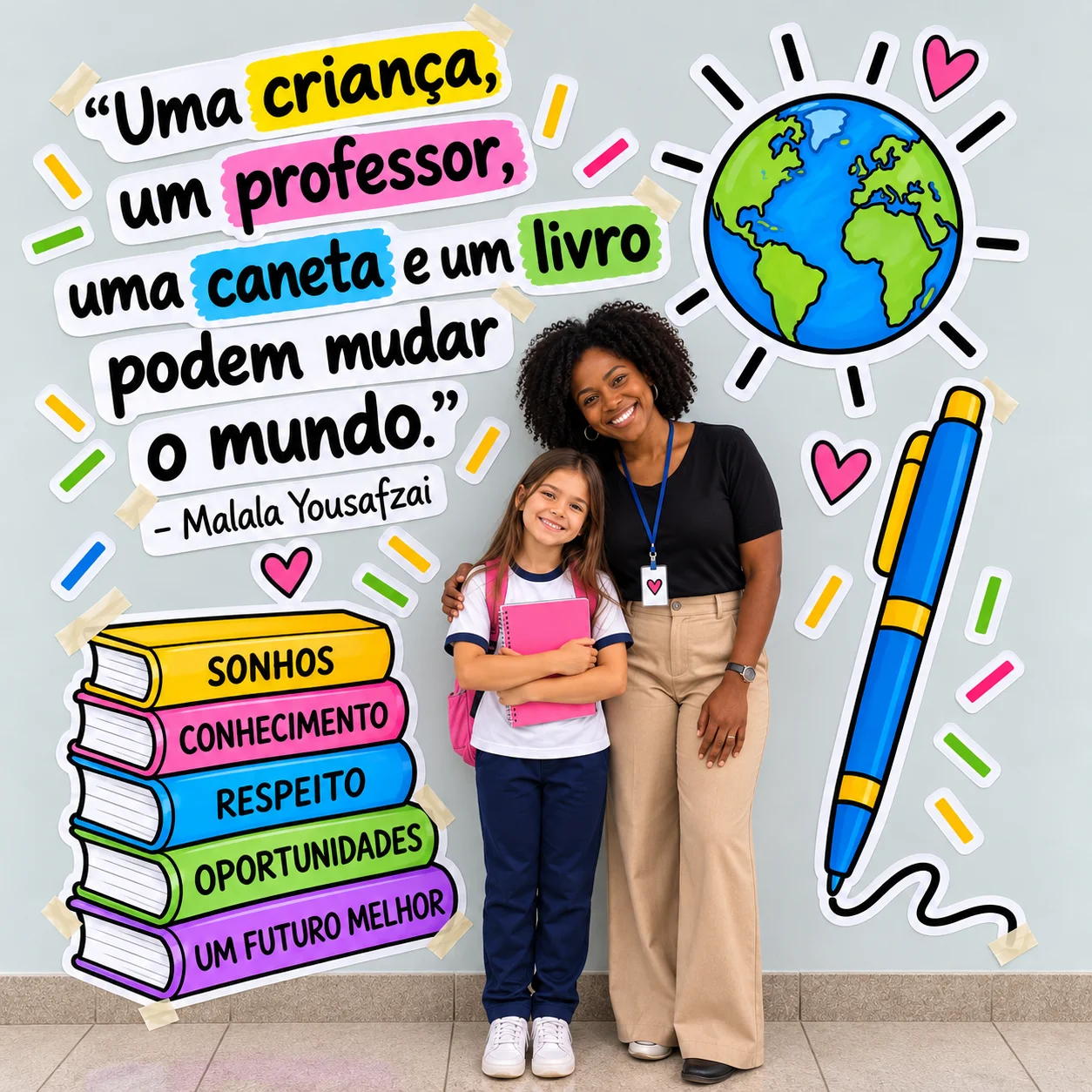 Painel Dia dos Professores – Educar é Transformar — Alfabetização para Educação Infantil: Painel Dia dos Professores com…