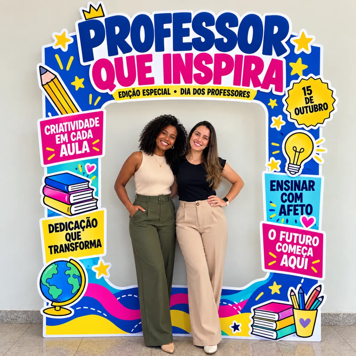 Painel Dia dos Professores – Educar é Transformar — amostra 2: 📲 Garanta o seu e prepare uma homenagem cheia de carinho…