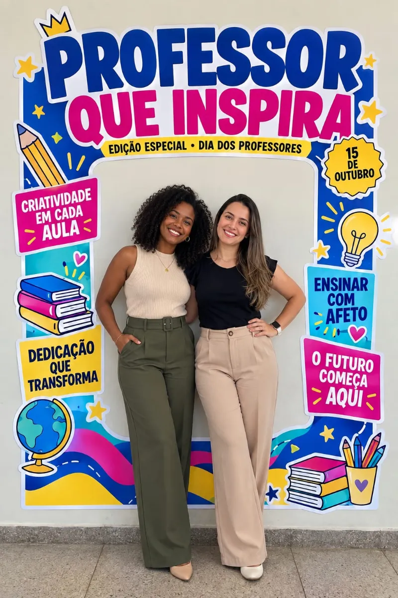 Painel Dia dos Professores – Educar é Transformar — Atividades para Todas as séries: Painel Dia dos Professores com frase…