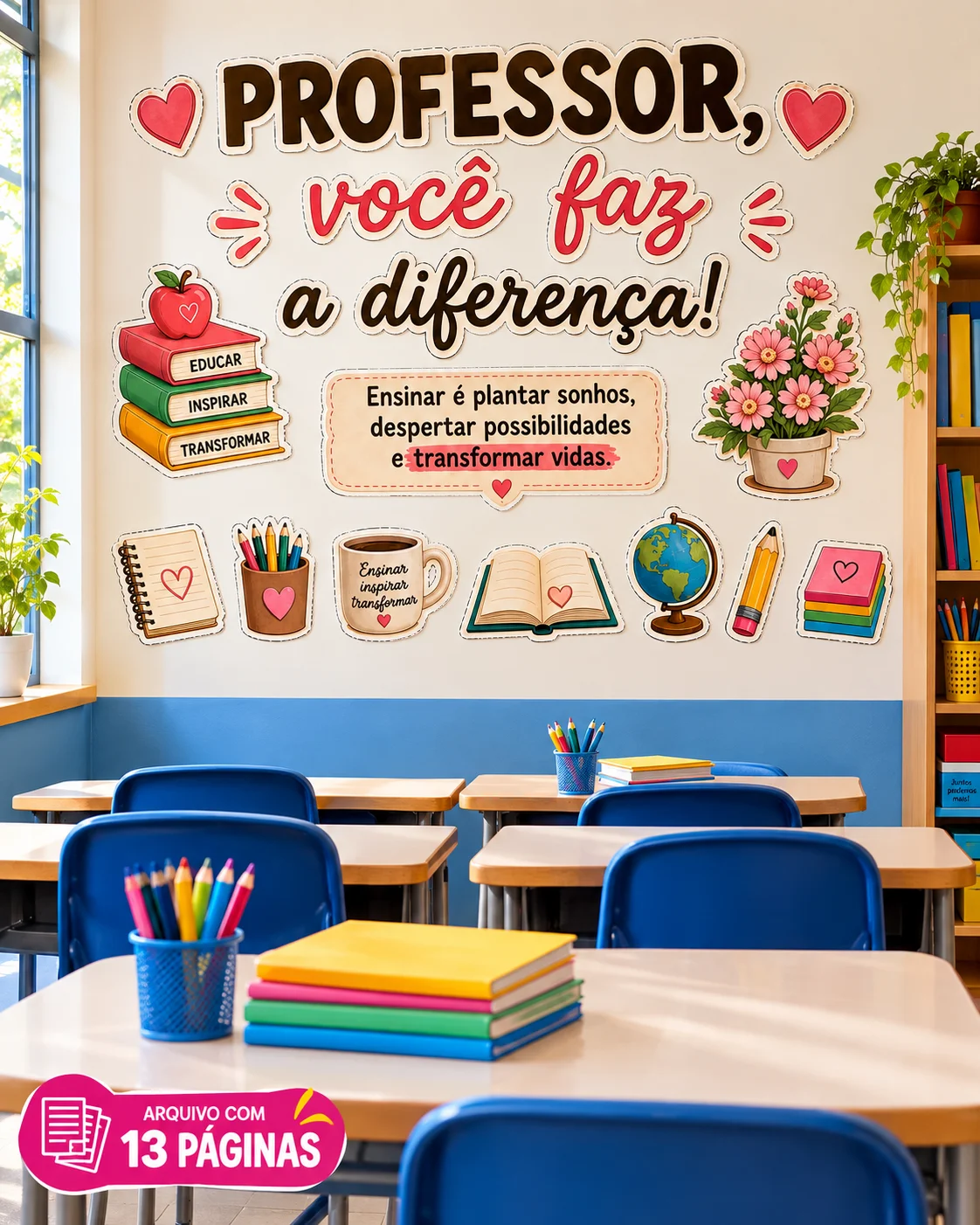 Painel Dia dos Professores Encantando quem Educa com Amor — capa do material