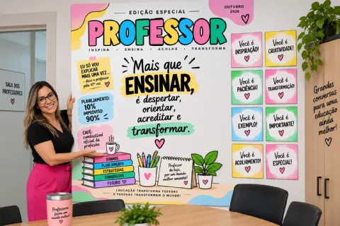 PAINEL DIA DOS PROFESSORES + MENSAGENS - Irisando — amostra 1: O painel traz uma proposta visual inspirada em capa de… PAINEL DIA DOS PROFESSORES + MENSAGENS - Irisando — amostra 1: O painel traz uma proposta visual inspirada em capa de…