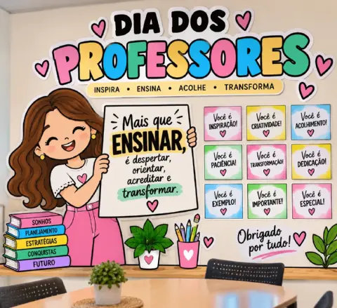 PAINEL DIA DOS PROFESSORES + MENSAGENS - Irisando — amostra 2: Uma decoração especial, moderna e colorida para homenagear… PAINEL DIA DOS PROFESSORES + MENSAGENS - Irisando — amostra 2: Uma decoração especial, moderna e colorida para homenagear…