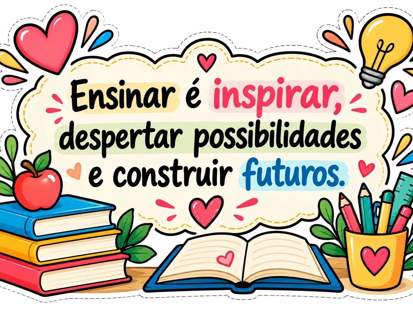 Painel Dia dos Professores para Imprimir em PDF –Você Transforma Vidas — amostra 5: Painel Dia dos Professores em PDF com…
