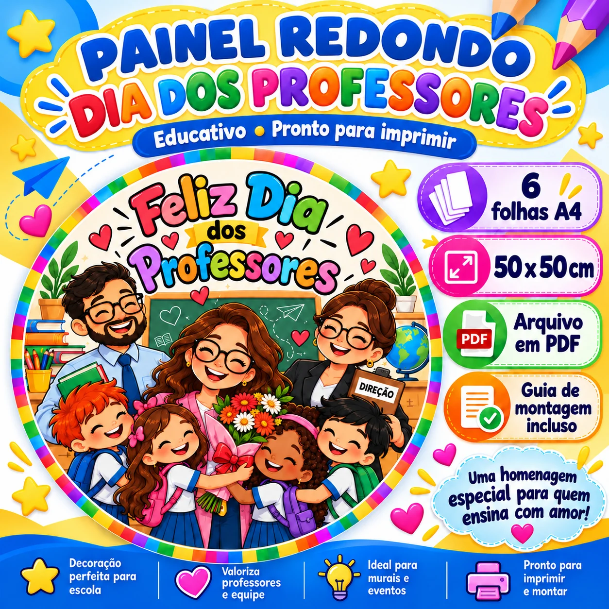 Painel Dia dos professores PP - Educação Infantil em PDF — Datas comemorativas para Educação Infantil: Celebre o Dia dos…