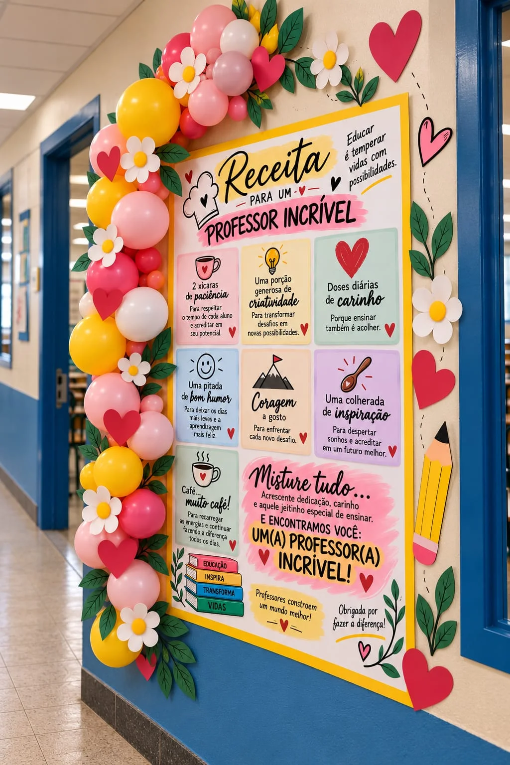 Painel Dia dos Professores – Receita para um Professor Incrível! — Datas comemorativas para Todas as séries: Painel Dia dos…