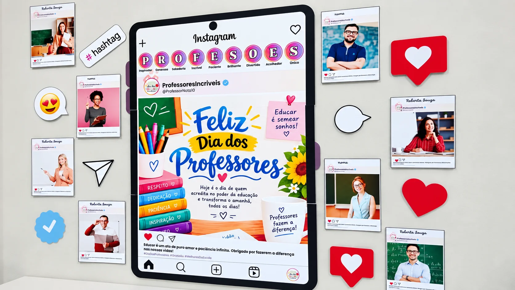 Painel Dia Dos Professores – Tema Instagram — amostra 1: Transforme a homenagem aos professores em um momento moderno,…