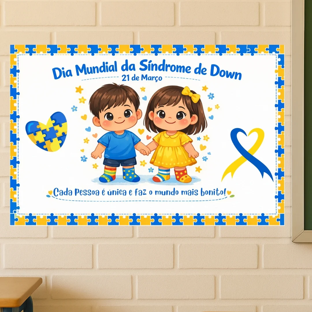 Painel Dia Mundial da Síndrome de Down – 21 de Março (3 Tamanhos) — Atividades para Educação Infantil: Celebre o Dia…