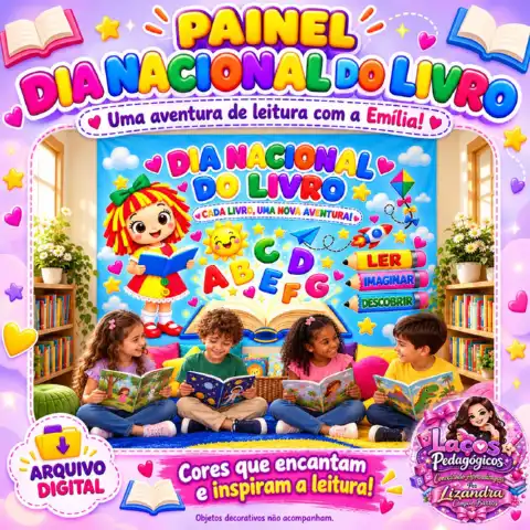 : Painel Dia Nacional do Livro com Emília — capa do material