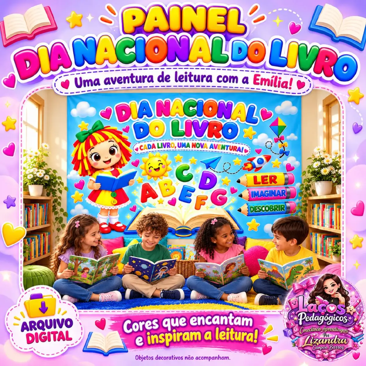 : Painel Dia Nacional do Livro com Emília — Alfabetização para Educação Infantil: Celebre o Dia Nacional do Livro com um…