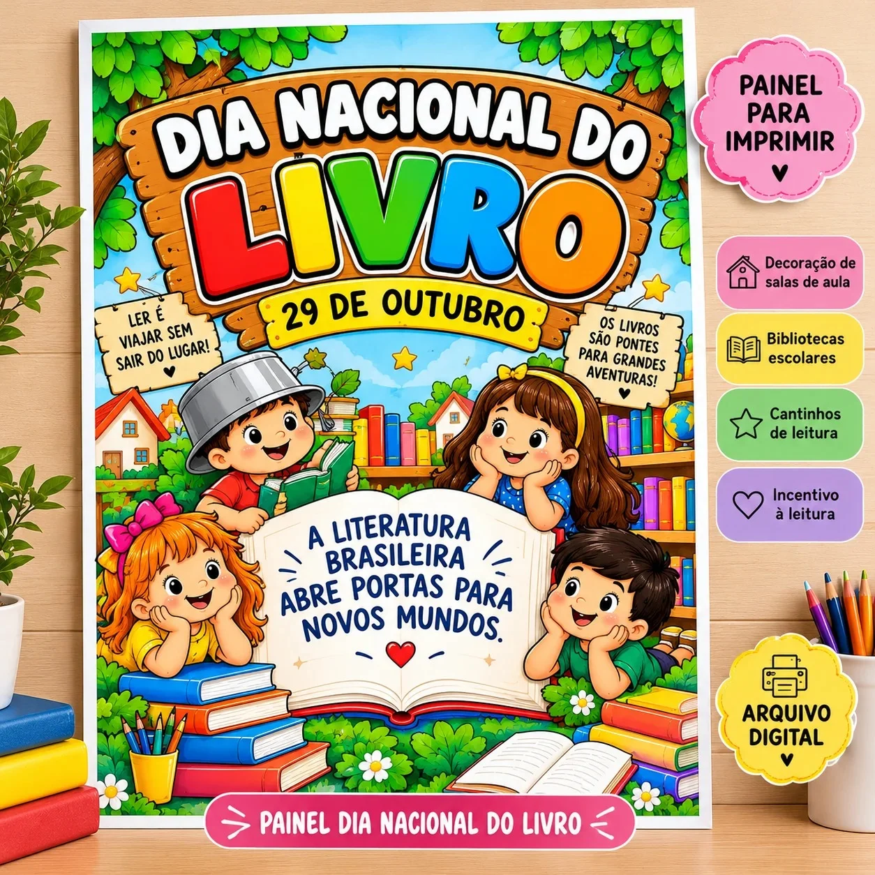 Painel Dia Nacional do Livro: Literatura Infantil — Datas comemorativas para Educação Infantil: Painel Dia Nacional do…