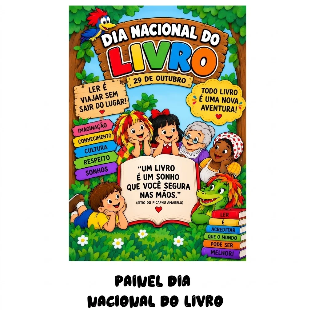 Painel Dia Nacional do Livro para Imprimir — amostra 1: IDEIAS DE UTILIZAÇÃO