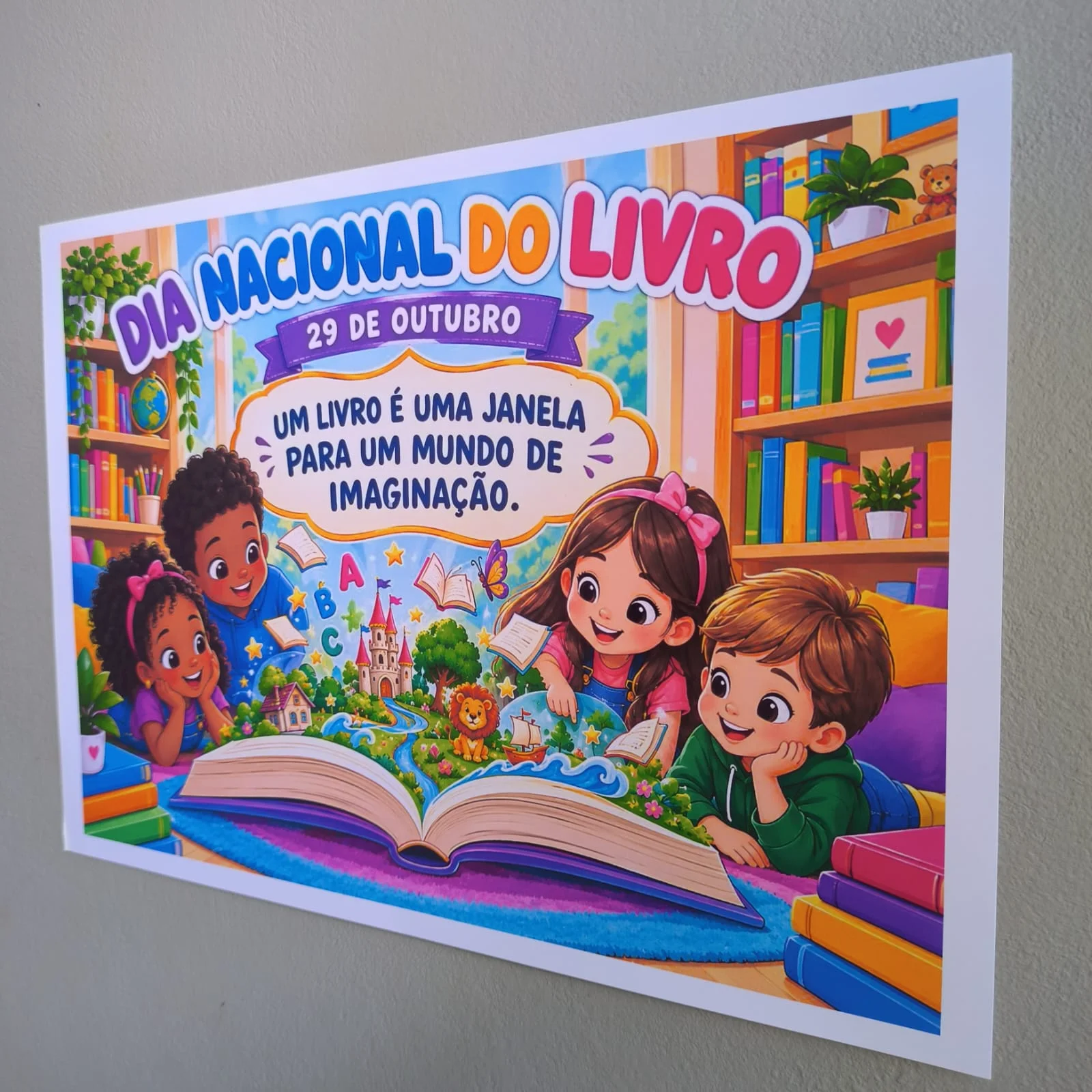 Painel Dia Nacional do Livro – Um Mundo de Imaginação — amostra 5: Painel Dia Nacional do Livro com tema literário,…