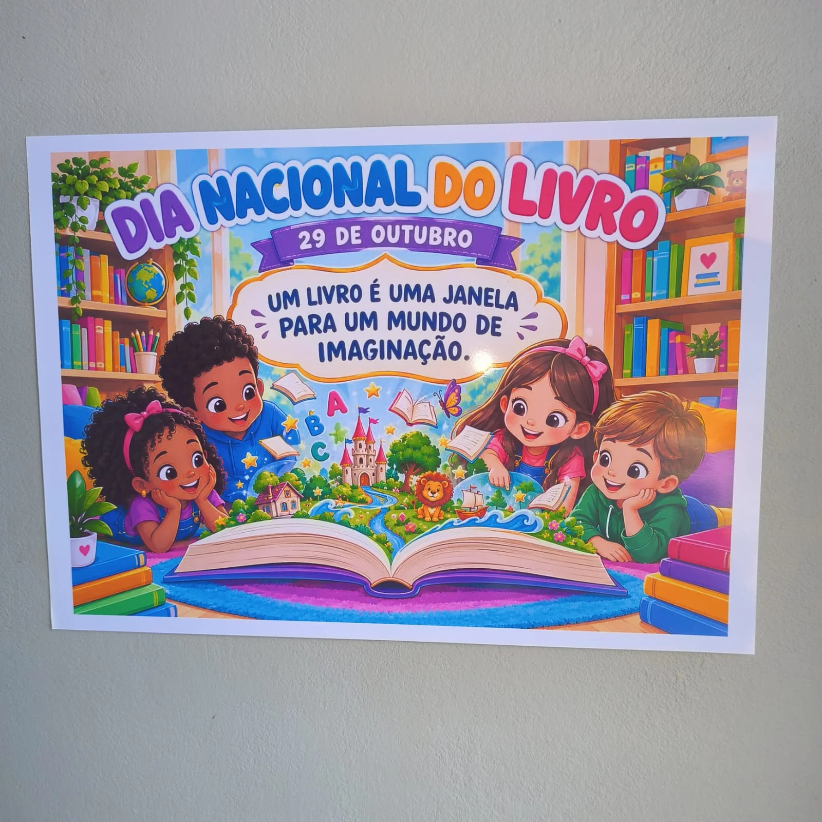 Painel Dia Nacional do Livro – Um Mundo de Imaginação — amostra 6: Painel Dia Nacional do Livro com tema literário,…