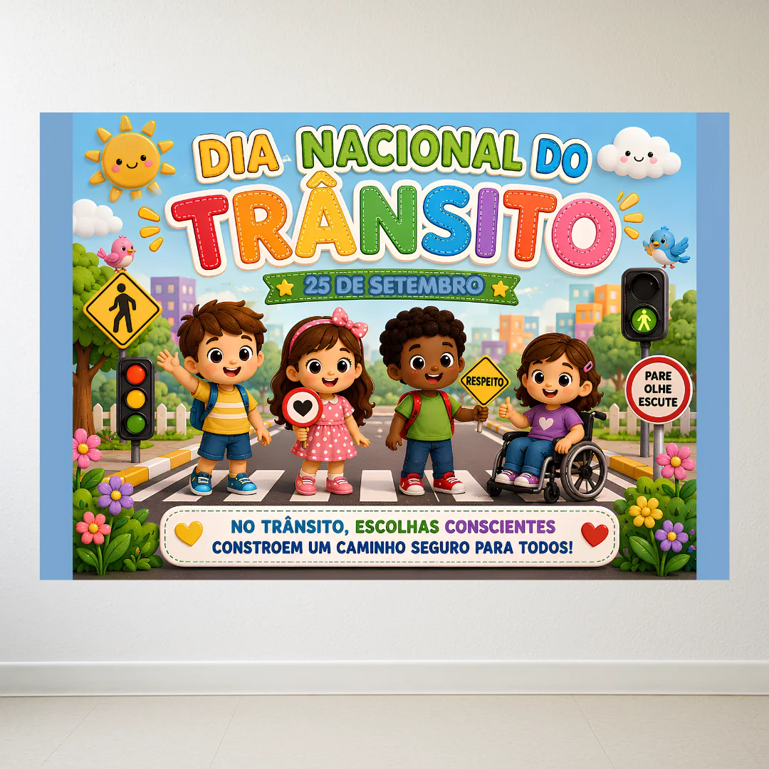 Painel Dia Nacional do Trânsito - 25 de Setembro — amostra 1: Painel Dia Nacional do Trânsito em PDF para imprimir