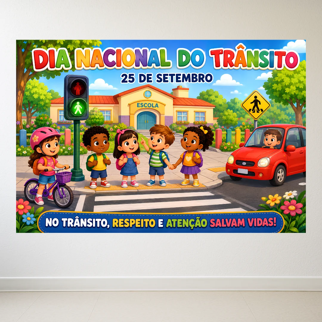 Painel Dia Nacional do Trânsito em PDF ampliado (8 ou 18 folhas A4) — amostra 1: Objetivos Pedagógicos