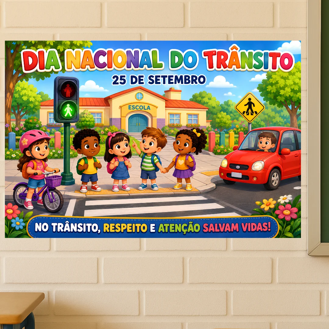 Painel Dia Nacional do Trânsito em PDF ampliado (8 ou 18 folhas A4) — capa do material