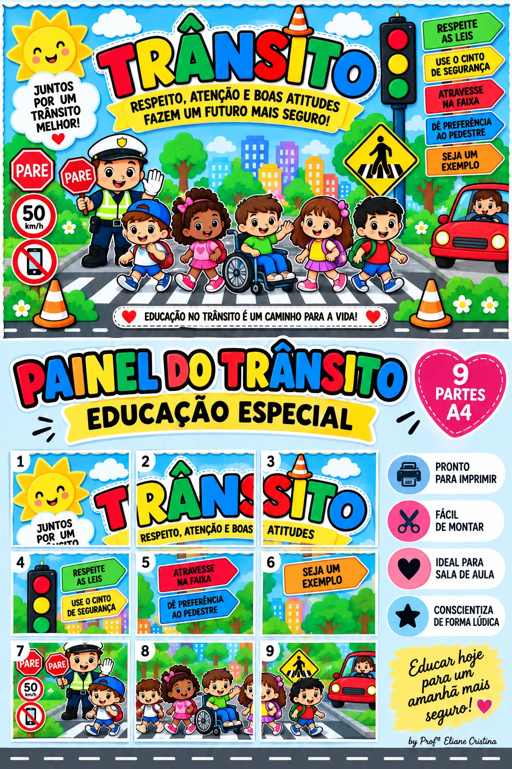 Painel do Trânsito – Um painel lúdico, colorido e inclusivo — amostra 1: Painel do Trânsito – Um painel lúdico, colorido e…