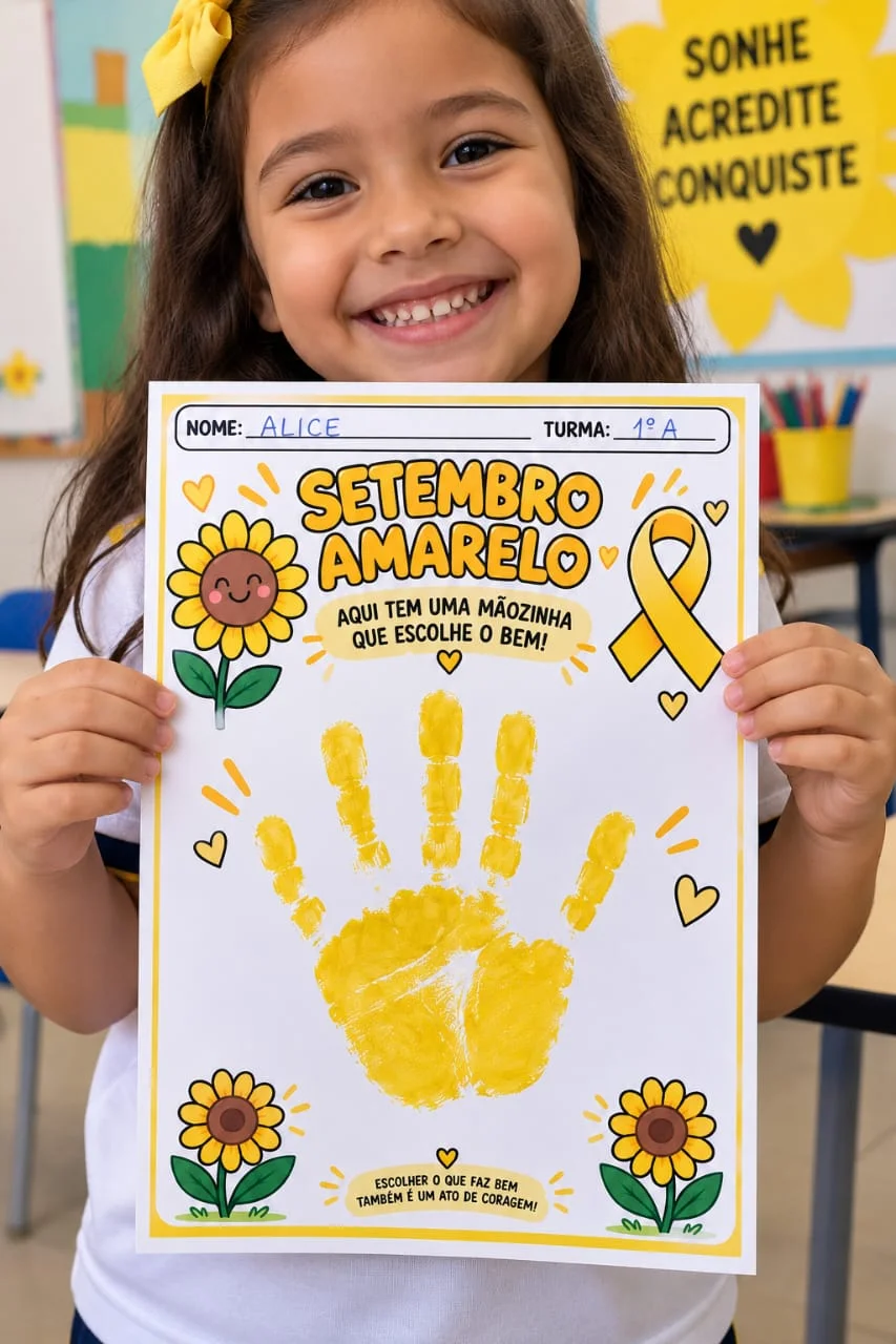 Painel e Atividade Setembro Amarelo Mãozinhas |Ensino Infantil 💛 — amostra 1: PAINEL E ATIVIDADE SETEMBRO AMARELO –…