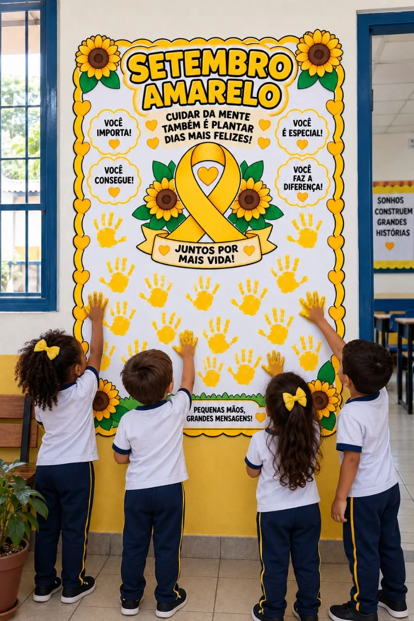 Painel e Atividade Setembro Amarelo Mãozinhas |Ensino Infantil 💛 — amostra 3: 💛 Garanta o seu e prepare uma proposta…
