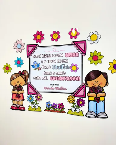 Painel e Lembrancinha Dia da Mulher – PDF para Imprimir — amostra 3: Painel e Lembrancinha Dia da Mulher para turmas da…