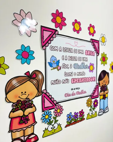 Painel e Lembrancinha Dia da Mulher – PDF para Imprimir — amostra 4: Painel e Lembrancinha Dia da Mulher para turmas da…