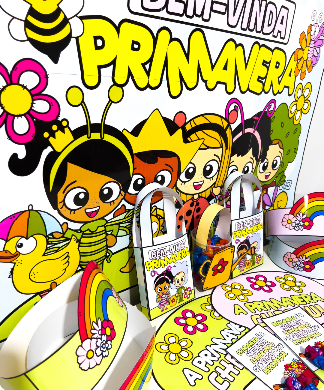 Painel e lembrancinhas de primavera para imprimir — amostra 1: Como levar a primavera para a sala