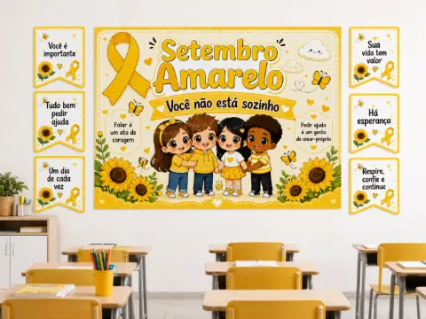 Painel e Plaquinhas com Mensagens Positivas - Para imprimir — amostra 2: Um kit acolhedor para decorar a escola e abordar o…