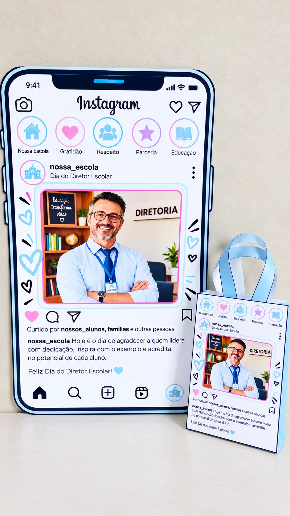 Painel Editável Dia do Diretor Escolar – Homenagem com Foto e Sacolinha — amostra 4: Por que escolher este recurso? Painel Editável Dia do Diretor Escolar – Homenagem com Foto e Sacolinha — amostra 4: Por que escolher este recurso?