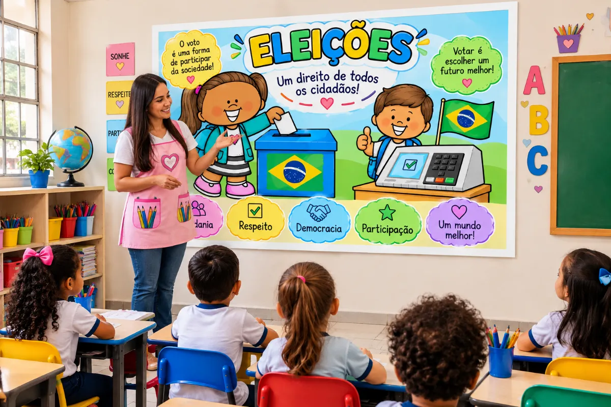 Painel Eleições — Cidadania e Participação — amostra 1: Um painel colorido e lúdico para trabalhar com as crianças o tema…