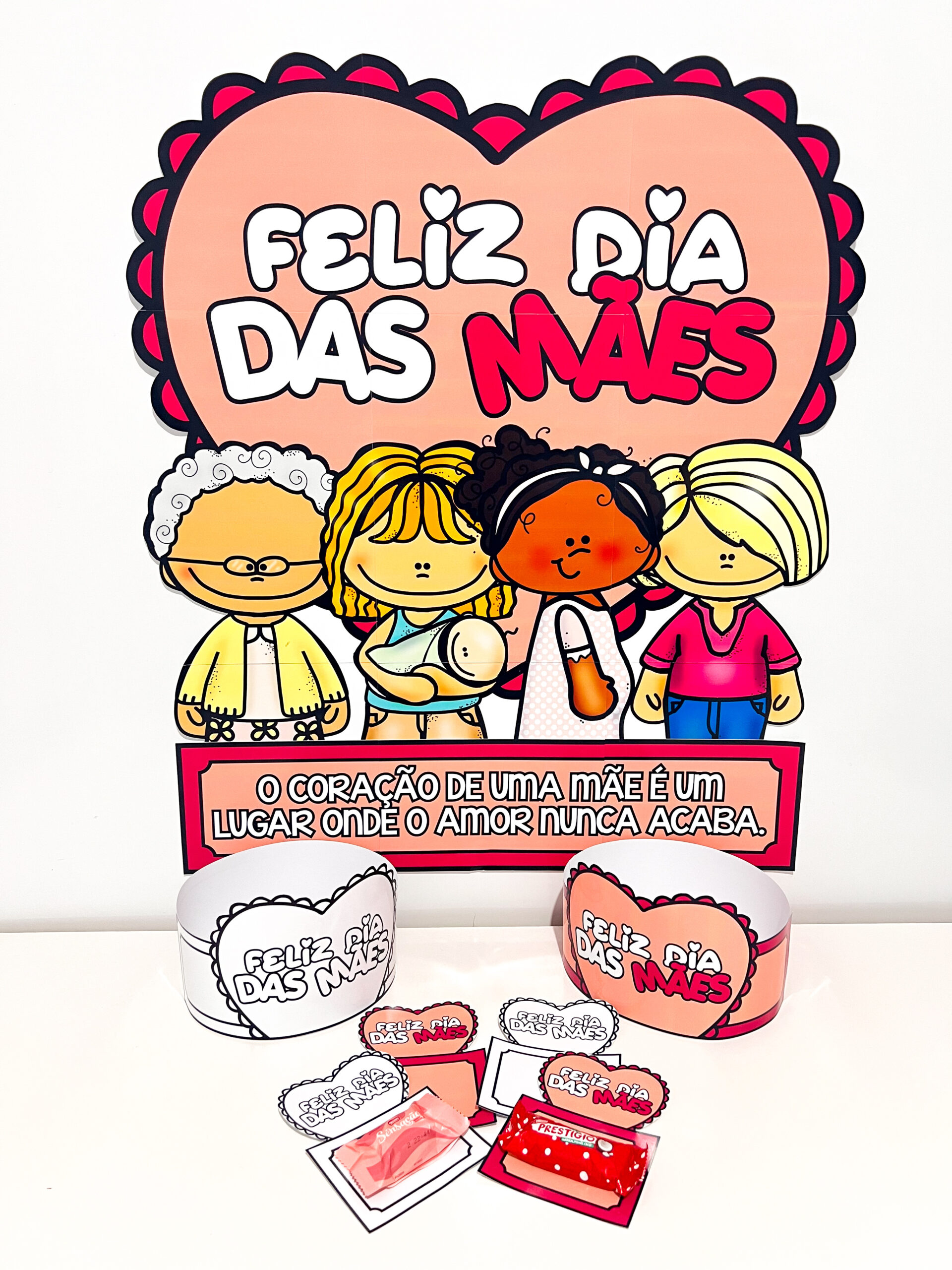 Painel escolar de Dia das Mães para imprimir — amostra 1: Como levar o material para a sala
