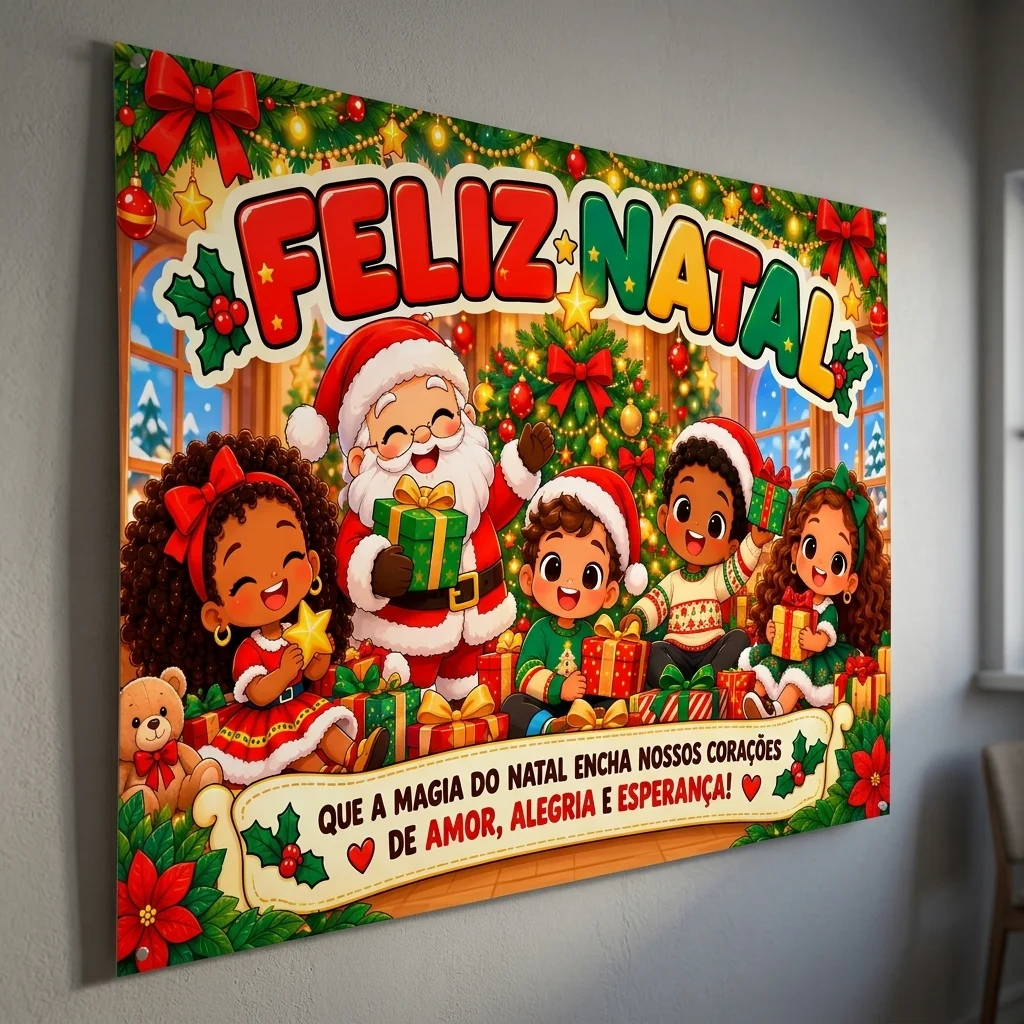 Painel Escolar de Natal – Feliz Natal (2 tamanhos) — amostra 3: Decore sua escola com um painel de Natal colorido, com…