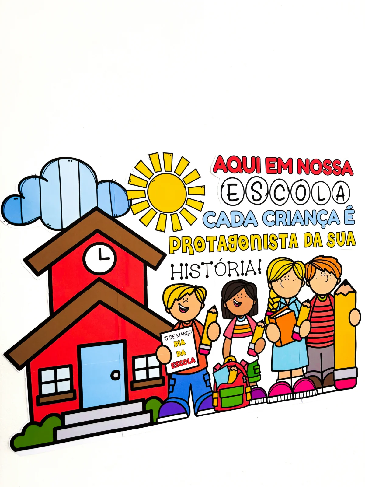 Painel Especial Dia da Escola – PDF para Imprimir — amostra 1: O que vem no material