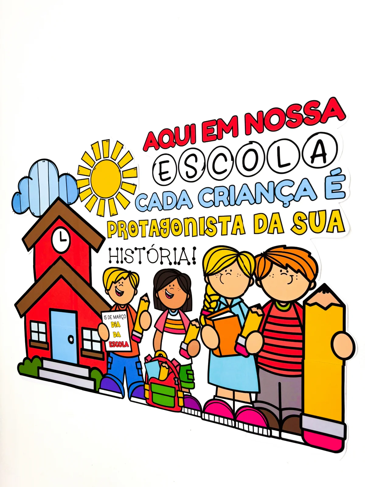 Painel Especial Dia da Escola – PDF para Imprimir — amostra 4: Formato e entrega
